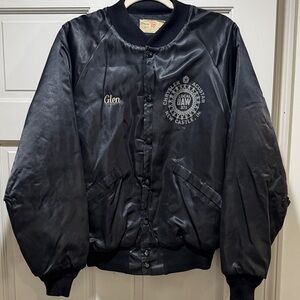 Vintage UAW Chrysler Acsutaer New Castle Satin Jacket - Black size medium